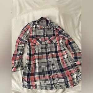 Cotton On button collared top with Plaid Shirt design in Pink, blue & white.